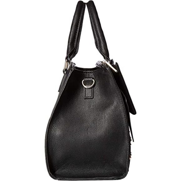 Betsey Johnson Studded Bow Satchel Bag Black Bow Studs + Keychain BB18265 NEW - Picture 4 of 14